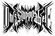 "UNSTOPPABLE" The word "Unstoppable" should be the main focus, designed in a mix cyberpunk and tribal styles. tattoo design idea
