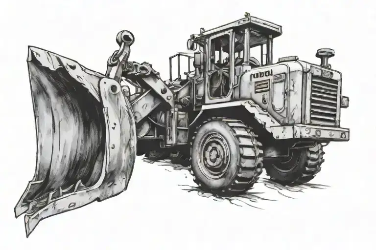 bulldozer on hand tattoo design idea