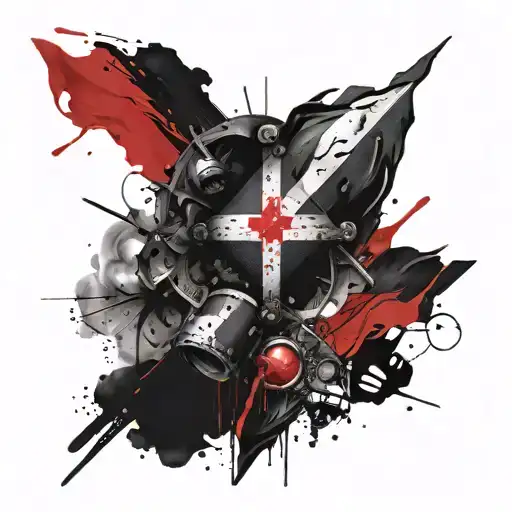 dominican flag black and red tattoo design idea