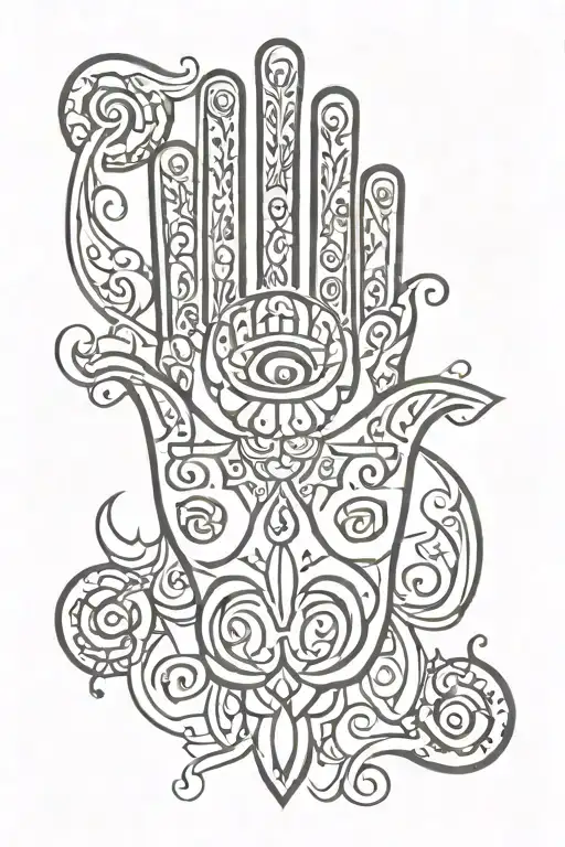 hamsa angelic symbol intertwined tattoo design idea