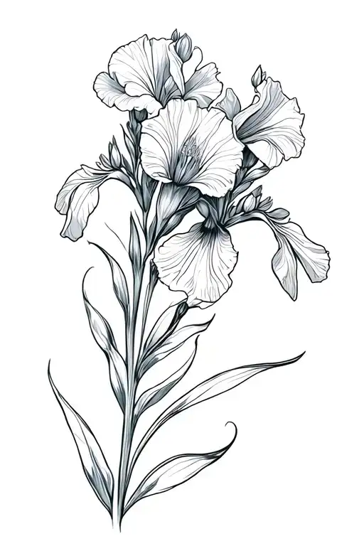 Iris and cosmo flowers tattoo design idea