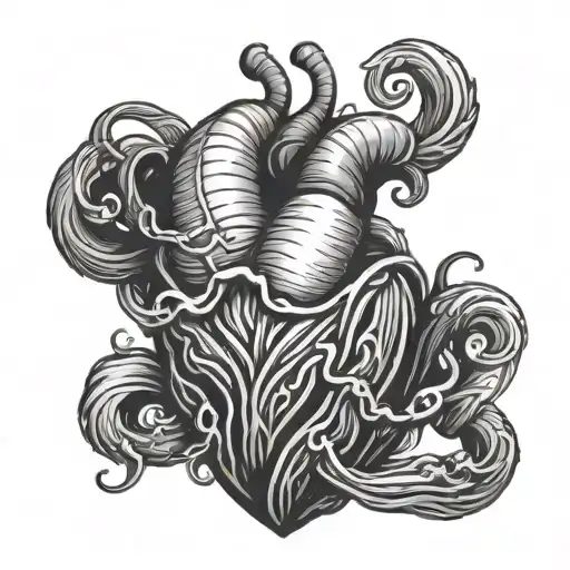 worms in heart shape tattoo design idea