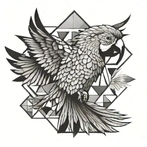 macaw flying out tattoo design idea