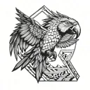 macaw flying out tattoo design idea