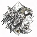 macaw flying out tattoo design idea
