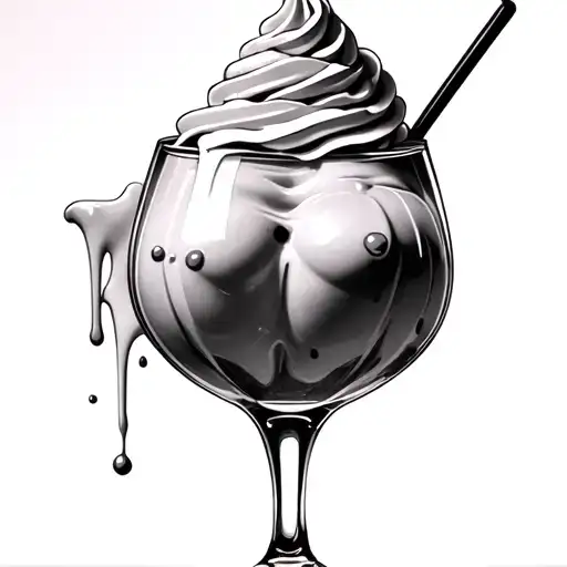 A provocative milkshake glass shaped like a woman's body.Extra raunchy details: whipped cream over curves, dripping ch tattoo design idea