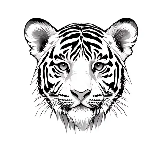 tiger cub faces tattoo design idea