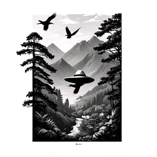 Colombia trees, birds flying, Colombia mountains, Medellin, sombrero tattoo design idea