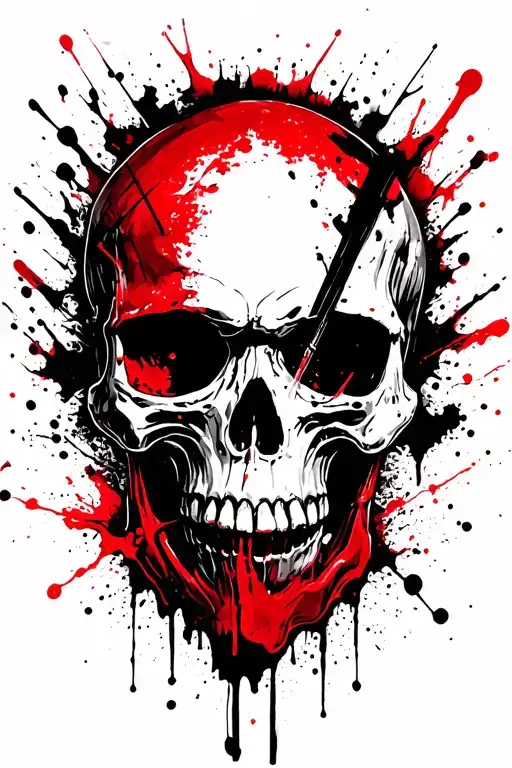 military war scene inspired skull tattoo design idea