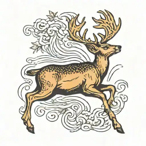 deer gracefully leaping tattoo design idea