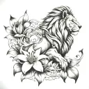 lion and Lily crest tattoo design idea