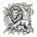 lion and Lily crest tattoo design idea