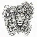 lion and Lily crest tattoo design idea