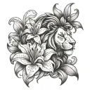 lion and Lily crest tattoo design idea