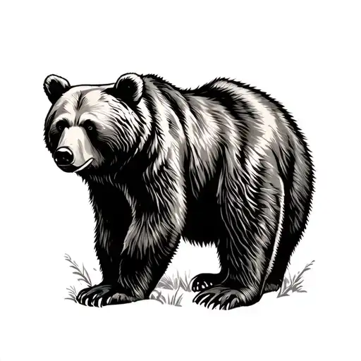 bear in the forest tattoo design idea