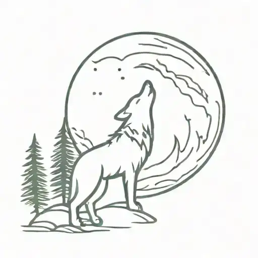 lone wolf howling at the moon tattoo design idea