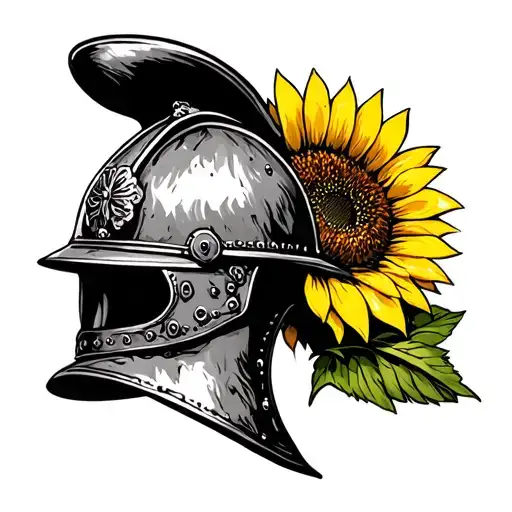 Cossack sunflower coal miner's helmet tattoo design idea