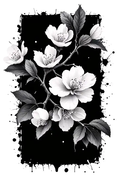 splatter cherry blossom tattoo design idea