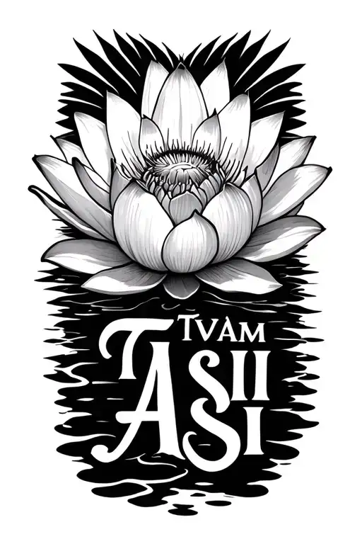 "Tat Tvam Asi" lotus flower tattoo design idea