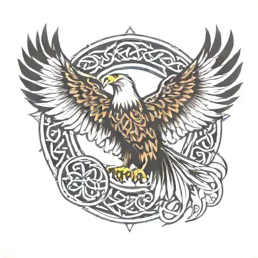 Celtic eagle soaring tattoo design idea