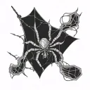 Spider dangling from chest using a web developer coding tattoo design idea