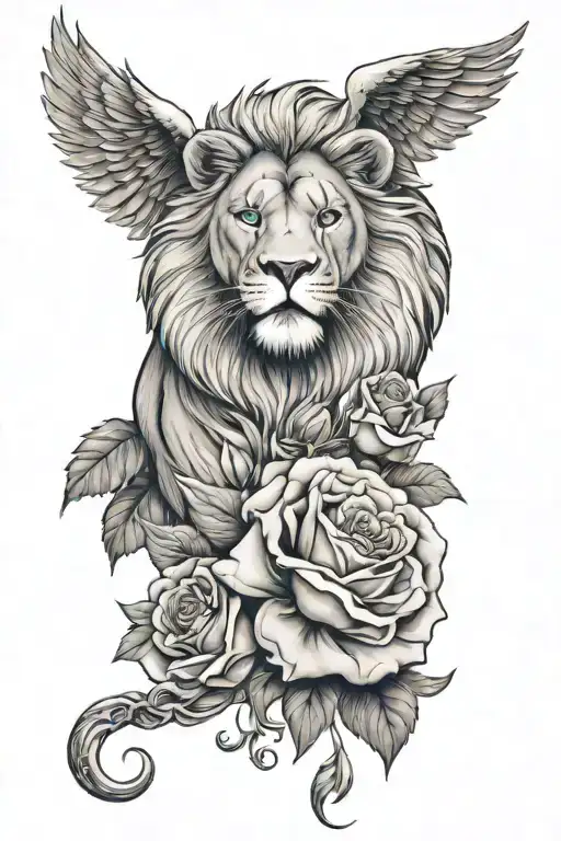 tattoo sleeve with a lion and roses and robin name michael name erwin name dona name cosmo name bear name bodhie name  tattoo design idea