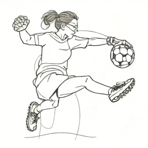 girl goalkeeper stopping a ball tattoo design idea