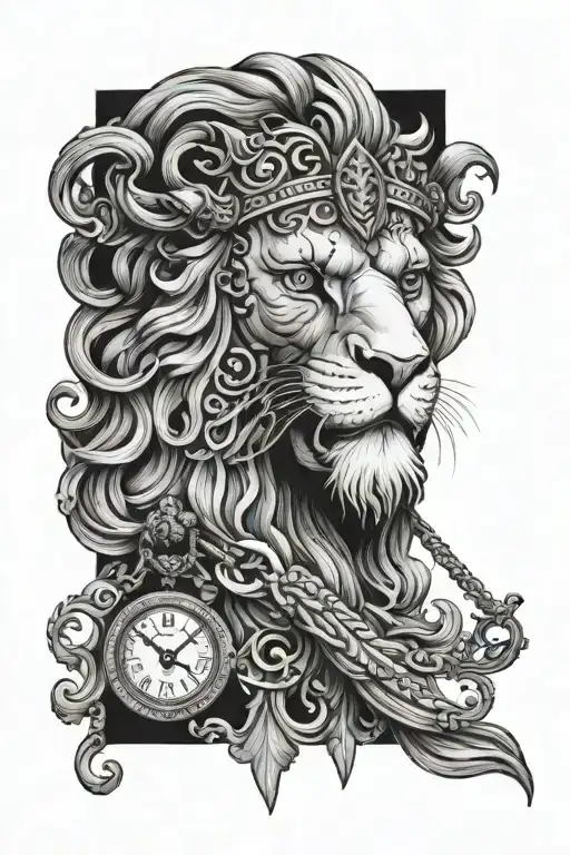 Red Lion Head biting scales justice tattoo design idea