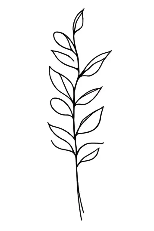 fine line stem and leaves tattoo design idea