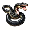 Coiled cobra snake with its mouth open tattoo design idea