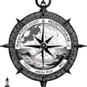 compass with a nautical map inside, text saying "Tempus Fugit Memento Mori", lighthouse, oceans, sunset tattoo design idea