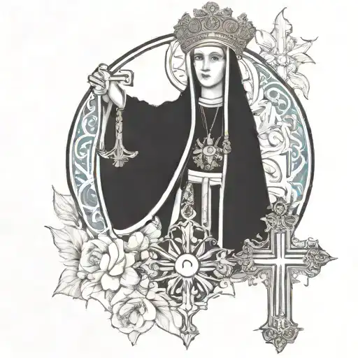 Saint Olga of Kyiv and Orthodox cross tattoo design idea