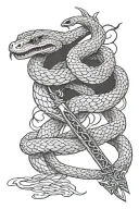 snake and sword and snake tattoo design idea