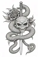 snake and sword and snake tattoo design idea