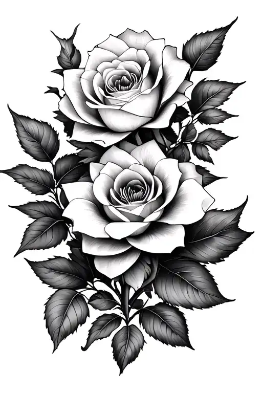 Rose, iris, waterlily, morning glory vine tattoo design idea
