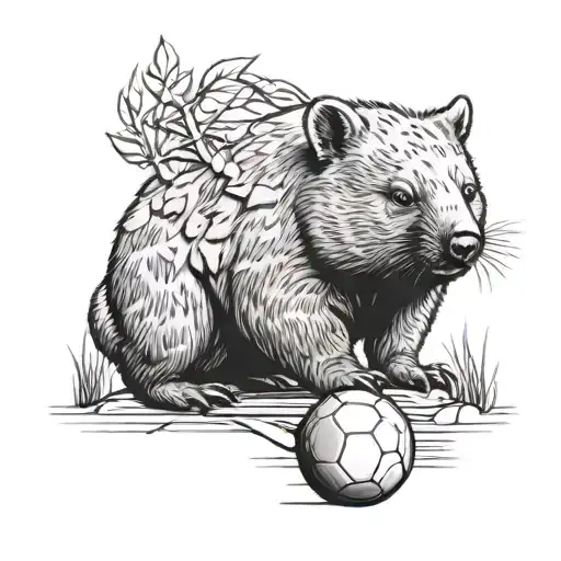 wombat with a ball tattoo design idea
