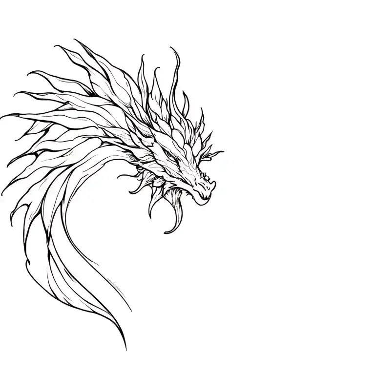 gladiolus flower with dragon abstract tattoo design idea