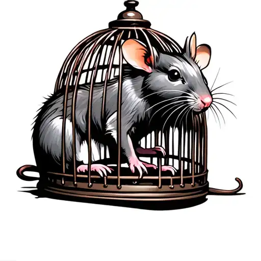 rat in a cage tattoo design idea