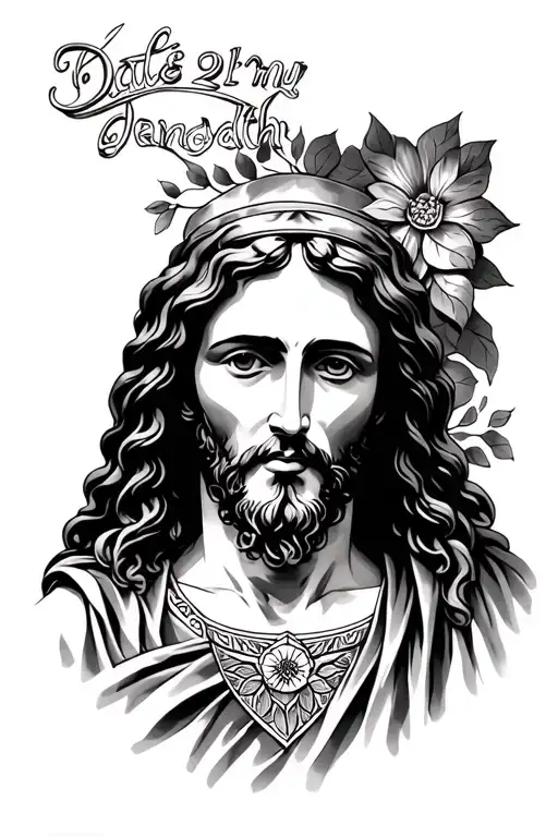 jesus and a date of my grandmas death minth tattoo design idea