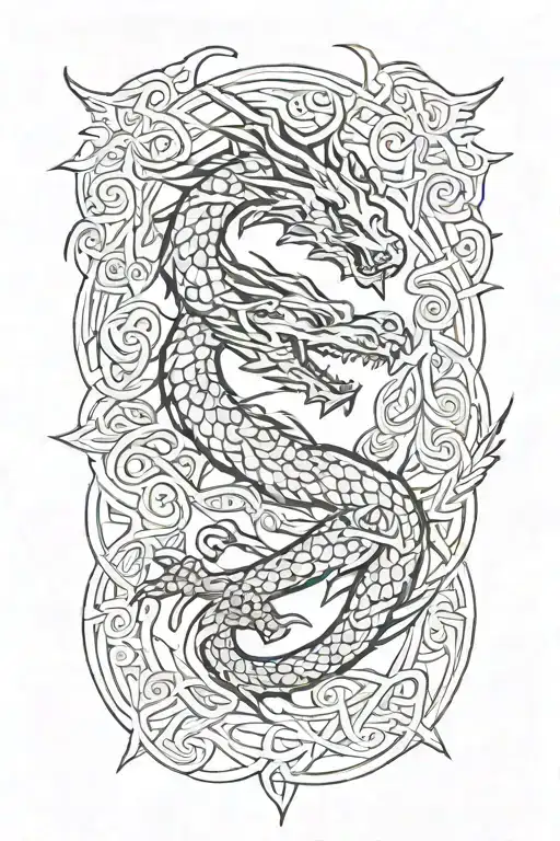 Celtic Dragon flying tattoo design idea