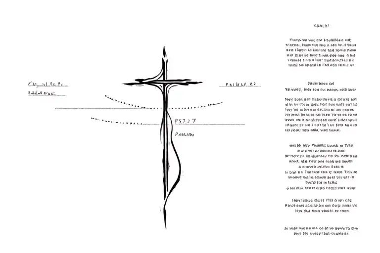 cross and psalm 28:7 tattoo design idea