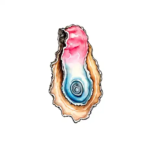 oyster bracelet tattoo. The oyster is drawn in an anatomically accurate style. tattoo design idea