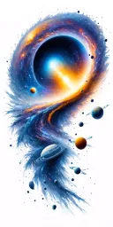 space galaxies universe planets blackhole destroying wormhole tattoo design idea