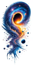 space galaxies universe planets blackhole destroying wormhole tattoo design idea