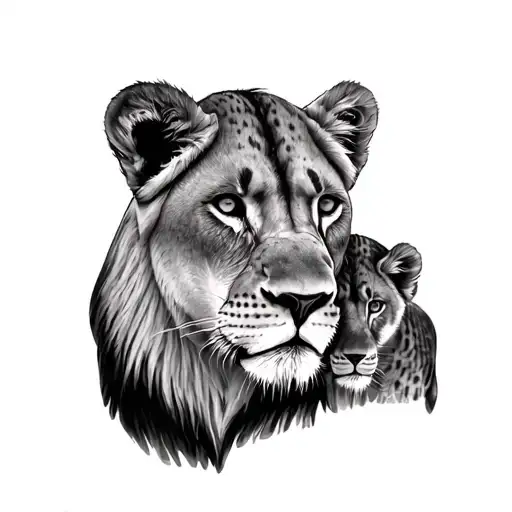 Lioness And Cub tattoo design idea