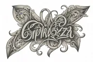 Espinoza word cursive tattoo design idea