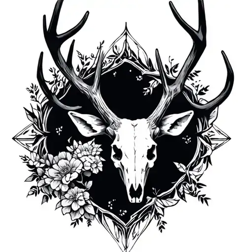 deer skull tattoo design idea