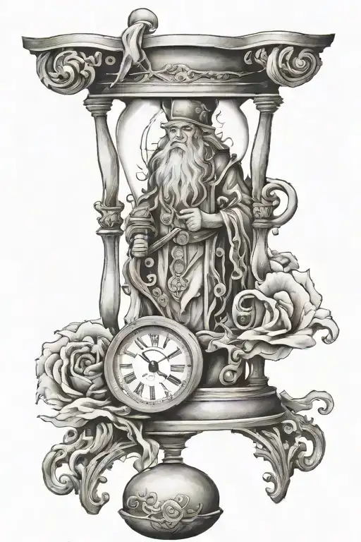 Father Time hour glass tattoo design idea
