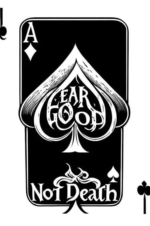 full house of cards with lettering saying fear god not death  tattoo design idea
