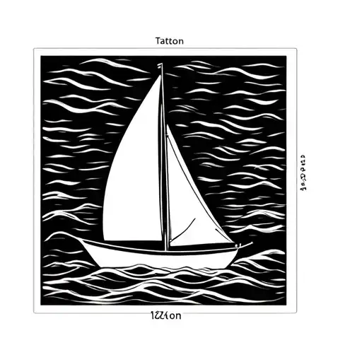 minimalist sail boat no background tattoo design idea